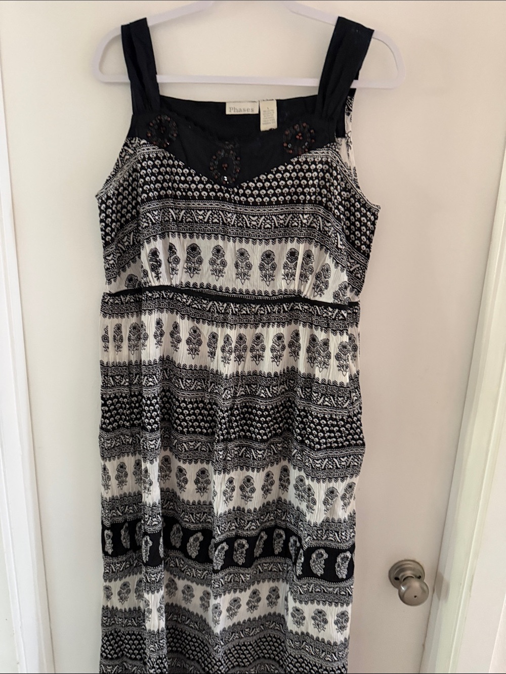 Phases 100% Cotton Black & White Printed Maxi Dress
